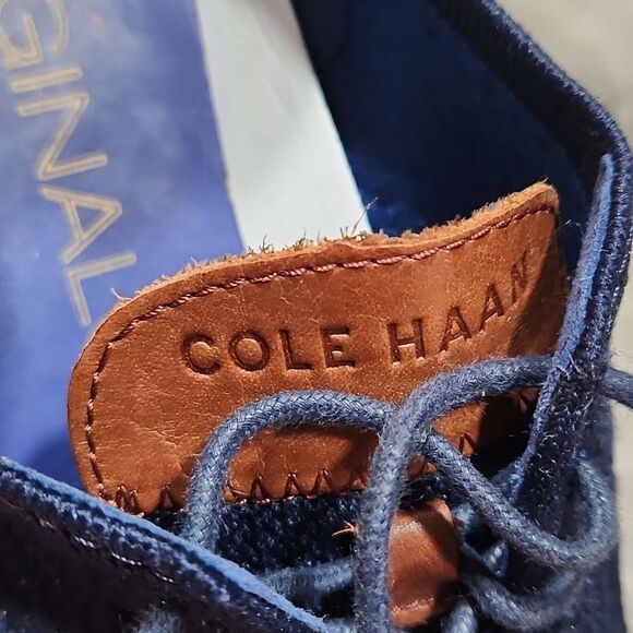 GUC Cole Haan Navy Eyelet Original Grand StitchLite Wingtip Oxford Shoes - Picture 6 of 9
